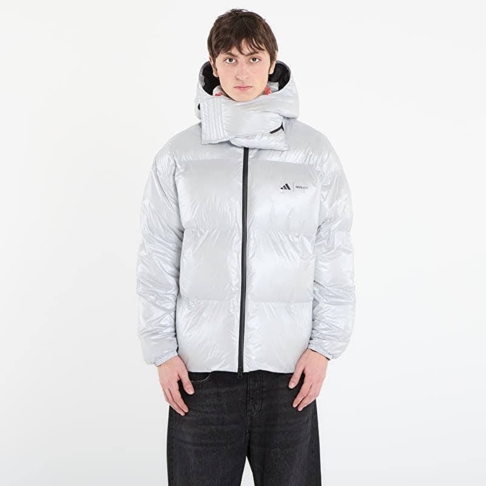 Mens Size M Adidas x Moon Jacket Boot Padded Hooded Warm Full Zip Silver KA3517